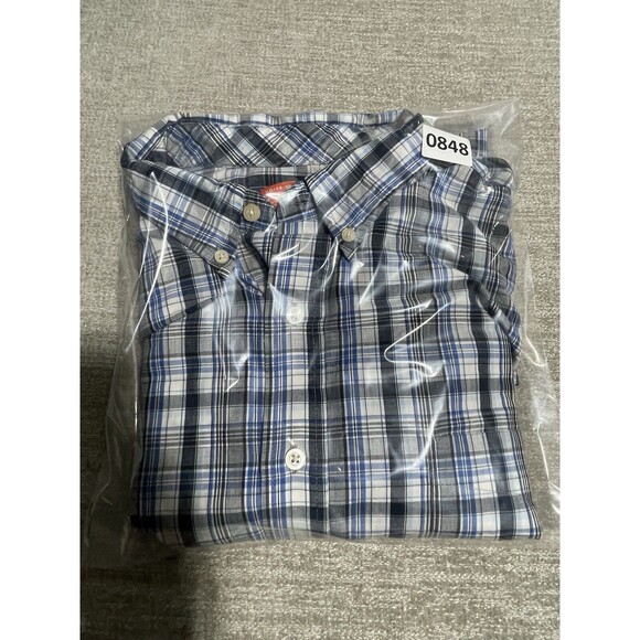 Puritan Shirt Men’s Extra Large Button Down Short Sleeve Blue Plaid - Picture 10 of 10